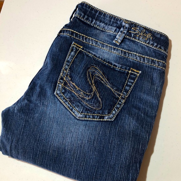 RETRO SILVER AIKO DENIM FACTORY CAPRIS 34x23 99% COTTON 🦋